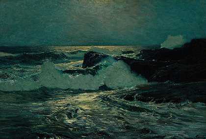 月初`Early Moonrise (1910) by Frederick Judd Waugh