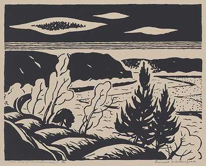 阿肯色州沿岸的丘陵`Hills Along the Arkansas (1940) by Daniel Eichenfeld