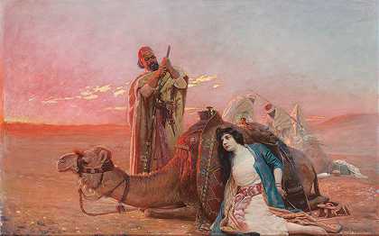 在沙漠中休息`A rest in the desert (1903) by Otto Pilny