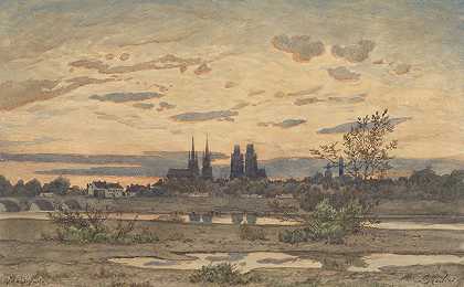摩林山景观`A View of Moulins (ca. 1850–60) by Henri-Joseph Harpignies