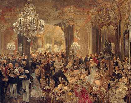 舞会上的晚餐`The Dinner at the Ball (1878) by Adolph Menzel
