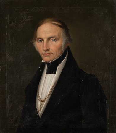 穿着燕尾服的绅士肖像`Portrait of a gentleman in tailcoat (1837) by Friedrich Wilhelm Maul