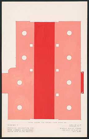 迈克·莱曼和的拟议装饰图纸s餐厅，加利福尼亚州洛杉矶第六街西424号][图纸#10，方案1天花板颜色方案-主餐厅`Drawings for proposed decorations of Mike Lymans Restaurant, 424 W. Sixth St., Los Angeles, CA.] [Drawing #10, Scheme 1; Color scheme for ceiling – main dining room (1945) by Winold Reiss