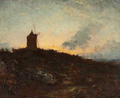 磨坊[马尔蒂格斯周围]`Le Moulin [Environs De Martigues] (1890) by Félix Ziem