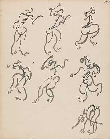 七个舞者，在三个寄存器中`Seven Dancing Figures, in Three Registers (1910 ~ 1915) by Henri Gaudier-Brzeska