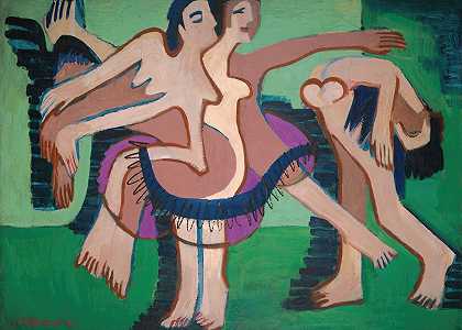 舞蹈团`Tanzgruppe (Dance Group) (1929) by Ernst Ludwig Kirchner