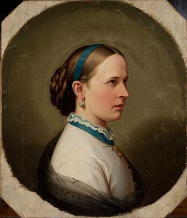 一位年轻女子的肖像`Portrait of a young woman by Artur Grottger