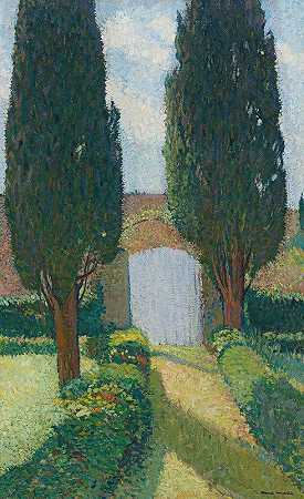 马奎罗花园`Le Jardin De Marquayrol (circa 1930) by Henri Martin
