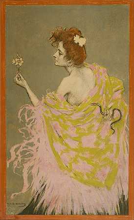 海报的原始设计西菲利斯`Original design for the poster Sífilis (1900) by Ramón Casas