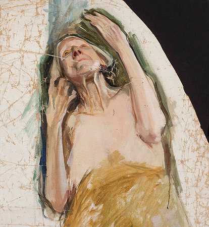 对一位老妇人的研究`Study of an old woman (circa 1912) by Konrad Krzyżanowski