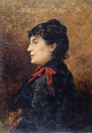 玛丽·法瓦特肖像画（1833-1908），法国喜剧协会会员`Portrait de Marie Favart (1833~1908), sociétaire de la Comédie~Française (1884) by Théobald Chartran