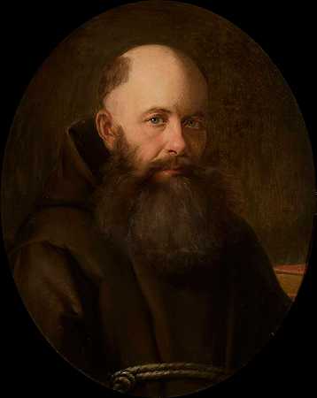 卷尾猴贝尼亚明·西曼斯基肖像`Portrait of Capuchin Beniamin Szymański (circa 1856) by Józef Simmler