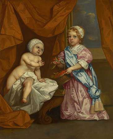 特威代尔第三侯爵查尔斯（1667-1715）和他的兄弟约翰·海勋爵（约1668-1706）的肖像`Portrait of Charles, 3rd Marquess of Tweeddale (1667–1715), and his brother, Lord John Hay (c. 1668–1706) by Circle of Sir Peter Lely