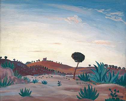 西班牙风景`Spanish landscape (1912) by James Dickson Innes
