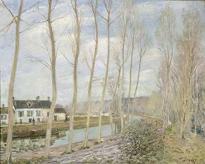 游荡s运河`The Loings Canal (1892) by Alfred Sisley