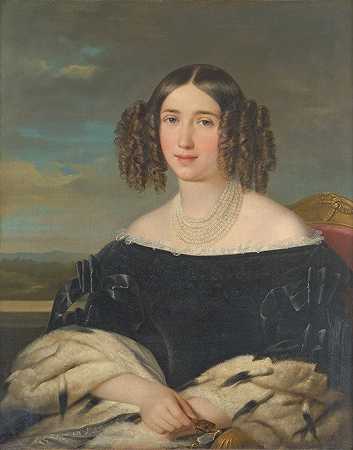 威廉·冯·奥尔斯佩格伯爵夫人`Gräfin Wilhelmine von Auersperg (1847) by Franz Schrotzberg