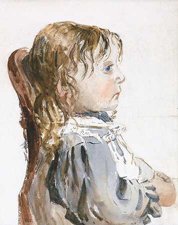 穿围裙的女孩`Girl in a Pinafore (between 1840 and 1849) by David Cox