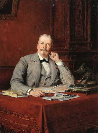 肖像DOlympe Hériot（1833-1899），男D生意。`Portrait dOlympe Hériot (1833~1899), homme daffaires. (1891) by Théobald Chartran
