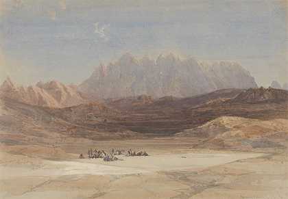 拉赫平原，西奈山`The Plain of El Raheh, Mount Sinai (1839) by David Roberts