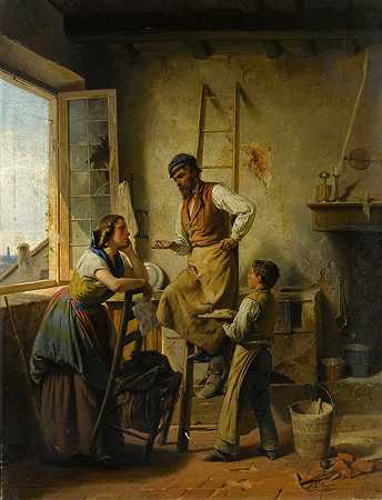 环境面试`Un Colloquio Di Circostanza (1861) by Luigi Bianchi