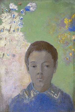 阿里·雷登肖像`Portrait of Ari Redon (1884–1892) by Odilon Redon