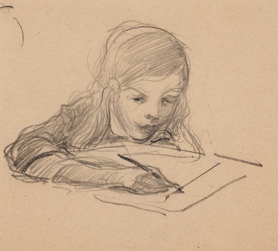 安蒂写作`Antti Writing (1905 ~ 1906) by Venny Soldan-Brofeldt