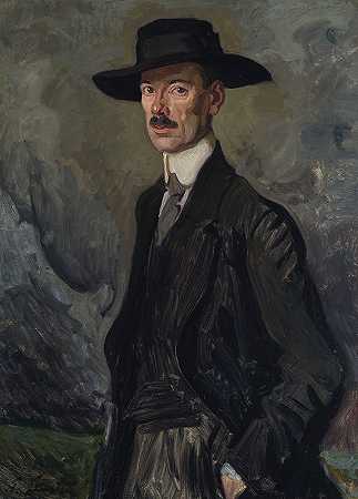 画家布罗尼斯瓦科瓦列夫斯基画像`Portrait of Bronisław Kowalewski, painter (1915) by Stanisław Lentz