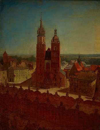 从市政厅大楼俯瞰`View from the town hall tower (1857) by Jan Matejko