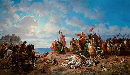 瓦纳附近瓦迪斯瓦夫·贾吉隆之死`Death of Władysław Jagiellon near Varna (1865~1876) by Stanisław von Chlebowski
