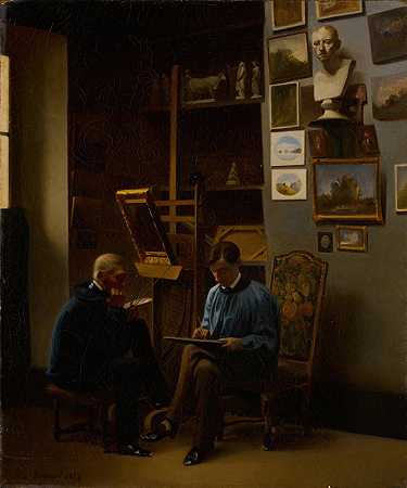 在《艺术家》中s工作室`In The Artists Studio (1854) by A. Monvel