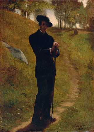 画家的肖像`Portrait of the Painter (1859) by John La Farge