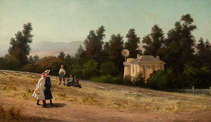 加利福尼亚州马林的学童`Schoolchildren in Marin, California (1885) by Ernest E. Narjot