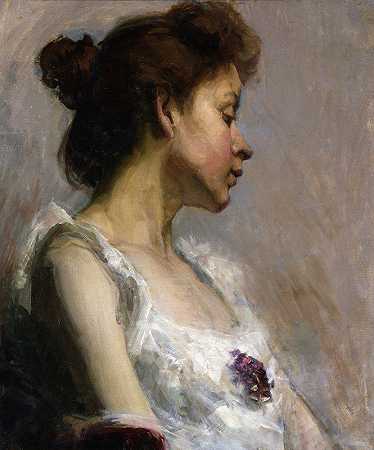 艺术家肖像妻子`Portrait of the Artists Wife (1897) by Henry Ossawa Tanner