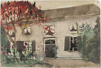 带前花园和红树的房子`Huis met voortuin en rode boom (1874 ~ 1945) by Carel Adolph Lion Cachet