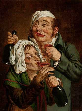 两个酒鬼`Pair of drunkards (19th century) by Jan Feliks Piwarski