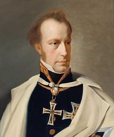 安东·维克托大公，身穿条顿骑士团大师十字架制服的肖像`Archduke Anton Victor, portrait in uniform with the Grand Master’s Cross of the Teutonic Order by Anton Einsle