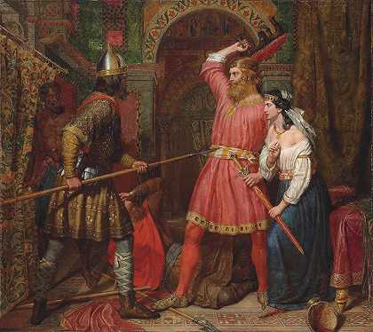 伦巴第国王阿尔博因遇刺案`The Assassination of Alboin, King of the Lombards by Charles Landseer