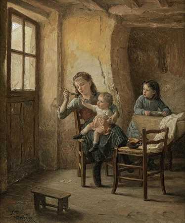 孩子们s餐`The childrens meal by Théophile Duverger