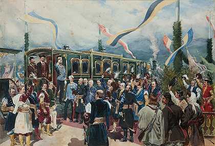 厄普科夫皇帝的告别`Farewell of the Emperor in Łupków (1881) by Wojciech Kossak