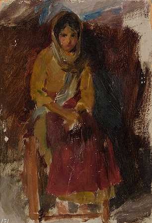女孩从克里米亚之旅`Girl. From the journey to Crimea (between 1887 and 1899) by Jan Ciągliński