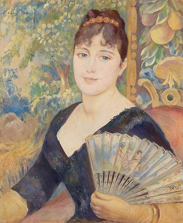 带扇子的女人（女L扇子）`Woman with Fan (Femme à léventail) (1886) by Pierre-Auguste Renoir