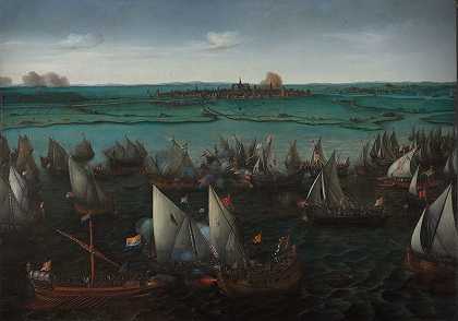 荷兰和西班牙船只在哈勒默尔河上的战斗`Battle between Dutch and Spanish Ships on the Haarlemmermeer (in or after 1629) by Hendrik Cornelisz. Vroom