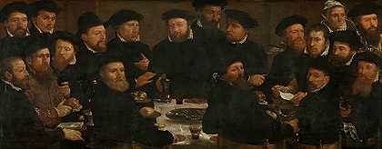 1566年阿姆斯特丹L队18名卫兵的宴会，被称为吃鲈鱼的人`Banquet of Eighteen Guardsmen of Squad L, Amsterdam 1566, known as The Perch Eaters (1566) by Dirck Barendsz.