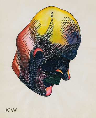 开始学习，出发?简介，10片叶子，格拉兹九号`Kopfstudie, aus; Profile, 10 Blätter, Graz IX (1924) by Karl Wiener