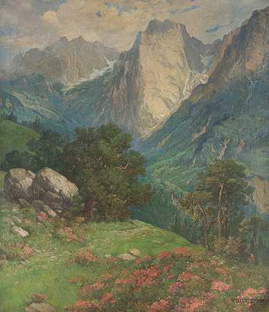 Kufstein的Mountain Wilder Kaiser（蒂罗尔）`Mountain Wilder Kaiser at Kufstein (Tyrol) by Konstantin Stoitzner