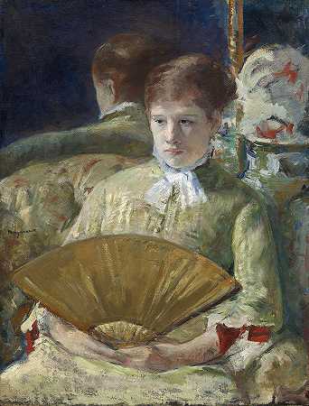 拿扇子的女人`Woman with a Fan (c. 1878~1879) by Mary Cassatt