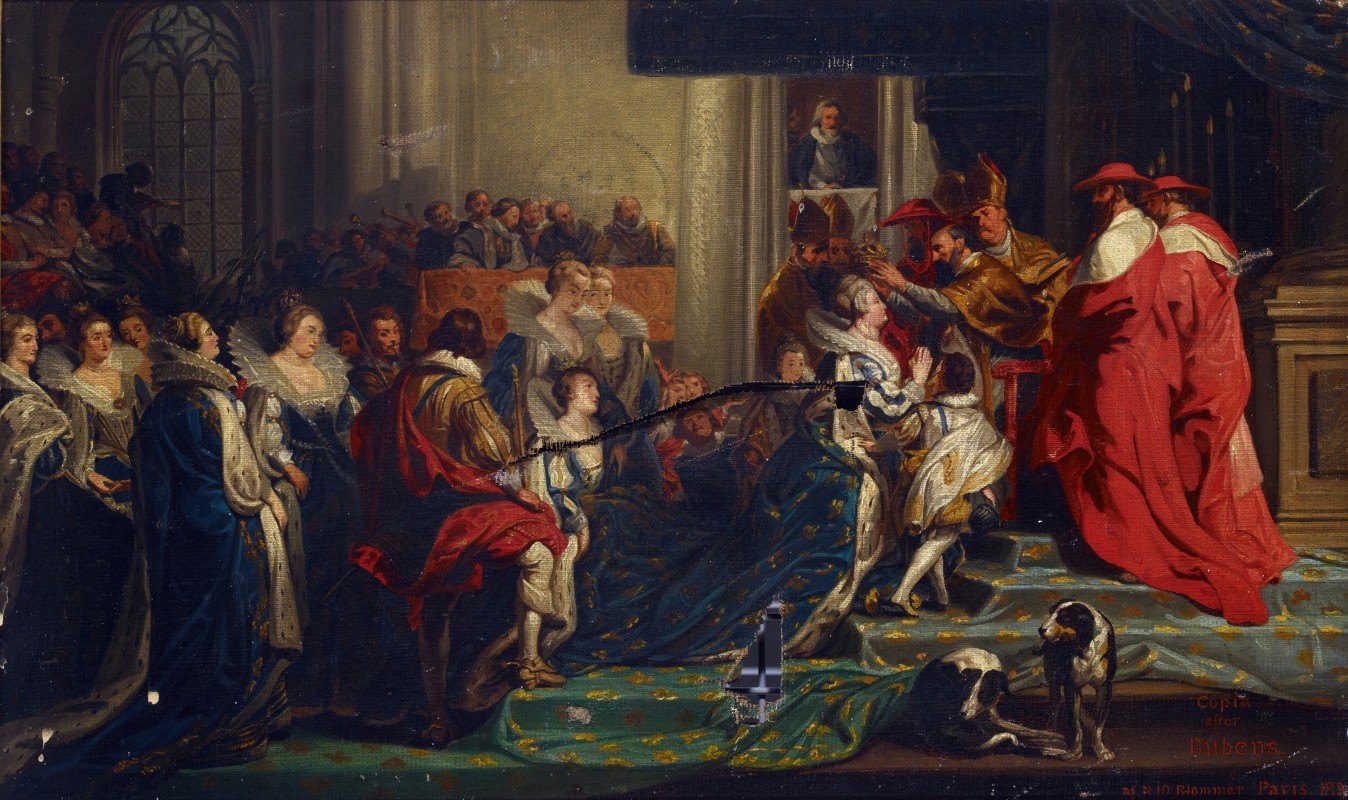 玛丽亚·德的加冕礼美第奇`The Coronation Of Maria De Medici (1850) by Nils Jakob Olsson Blommér