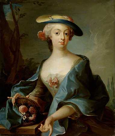 一位女士的肖像`Portrait Of A Lady (1740) by Olof Arenius
