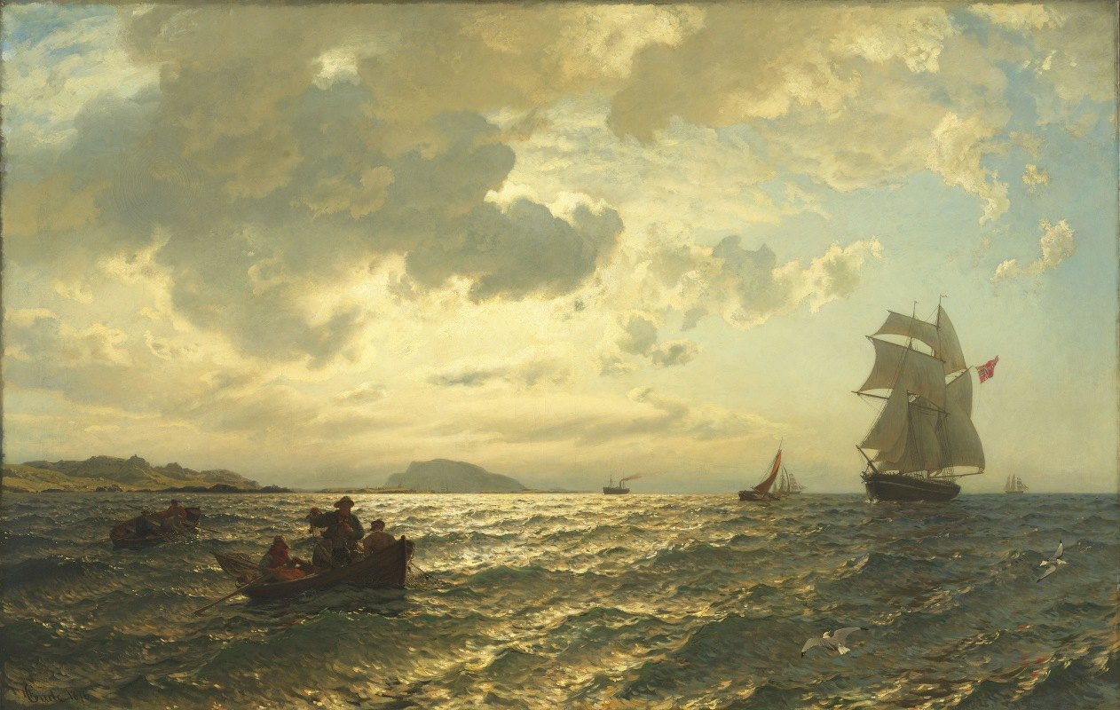 ~Fresh Breeze on the 挪威艺术家 Coast (1876) -