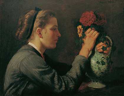 阿加特·托马，这位艺术家的妹妹`Agathe Thoma, die Schwester des Künstlers (1868) by Hans Thoma